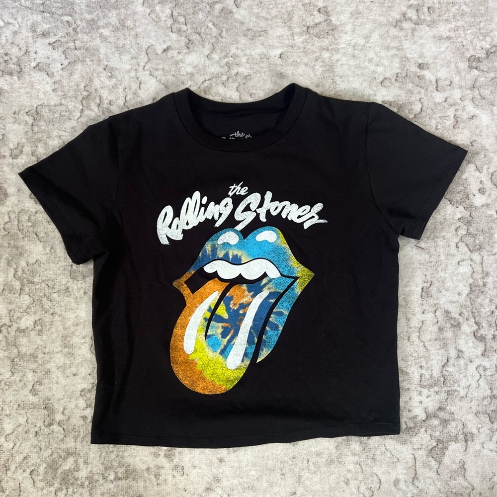 The Rolling Stones Black Short Sleeve Crop Top
